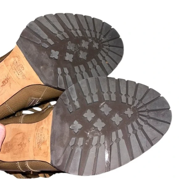 Valentino Brown Fringe Moto Ankle Boot Lug Sole EU 37 Designer EUC - Picture 7 of 10